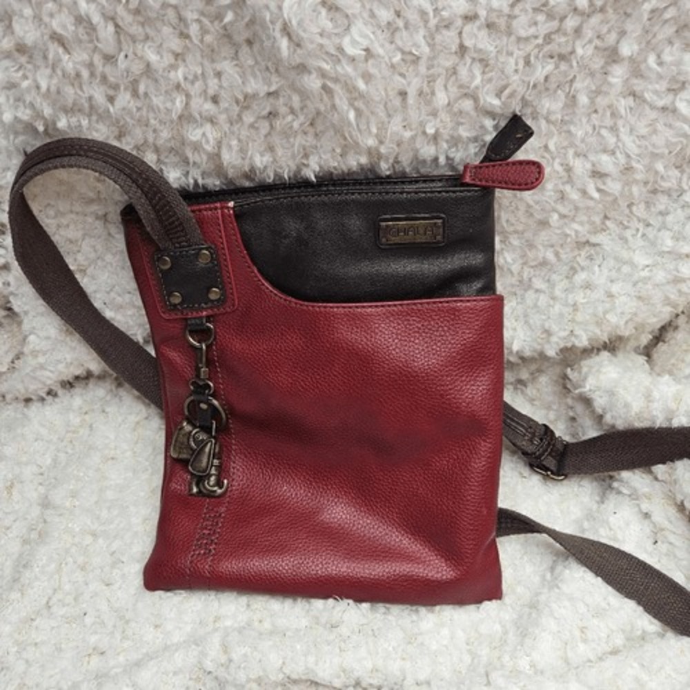 Chala Burgundy Red Swing Crossbody Vegan Faux Leather‎